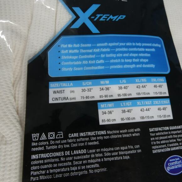 Hanes Ultimate X-temp Thermal Pant Large (38-40) Tagless Ivory New - Picture 4 of 4